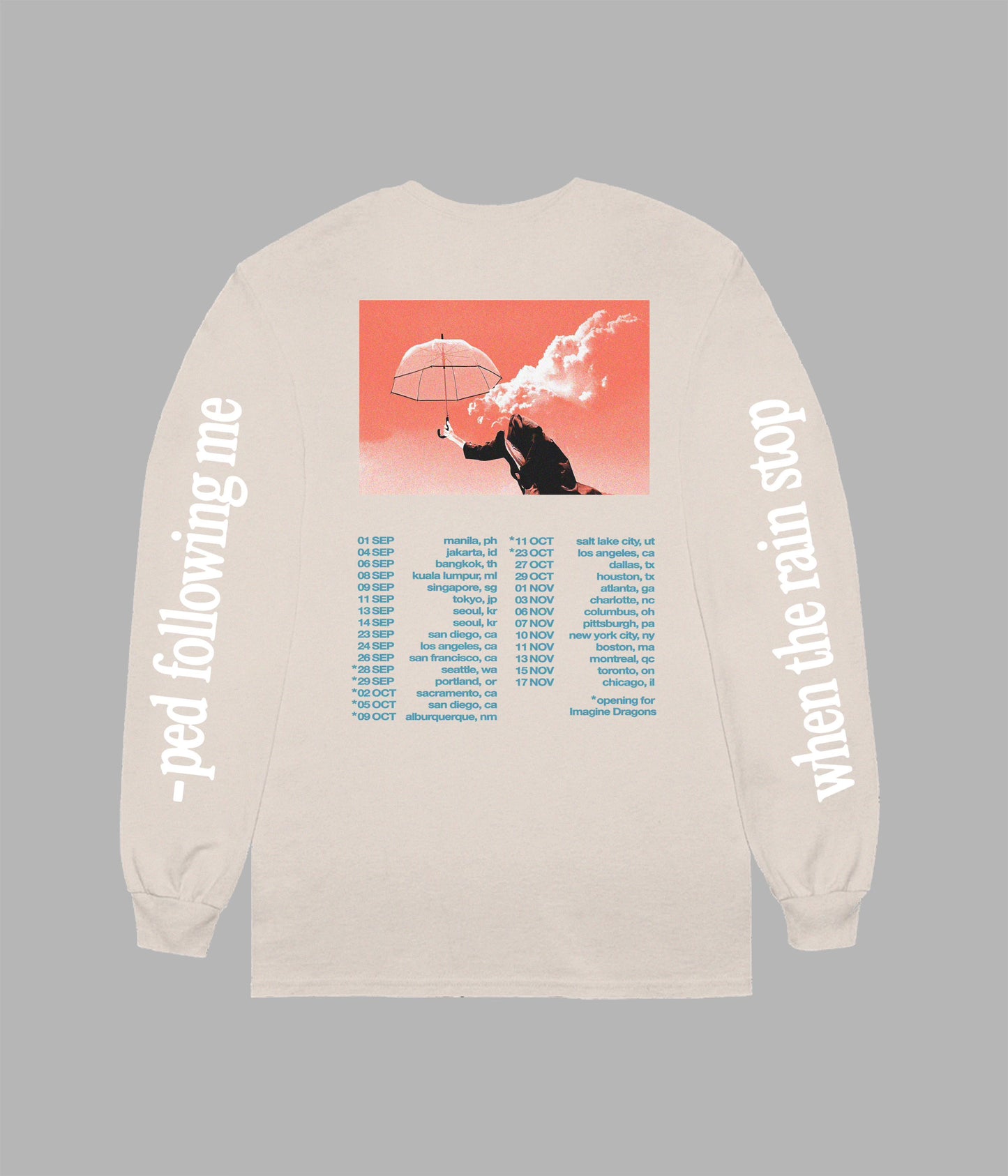 when the rain stopped following me tour longsleeve